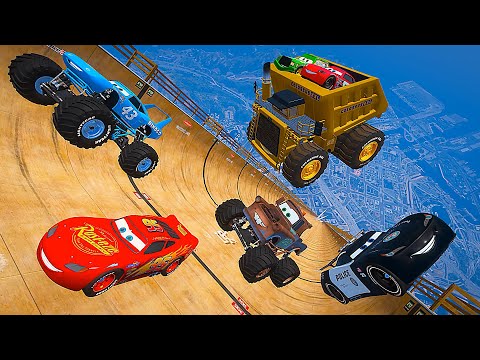 Сhallenge Disney Cars Mega Ramp McQueen Friends Police Jackson Storm Mater The King Dumper Colossus