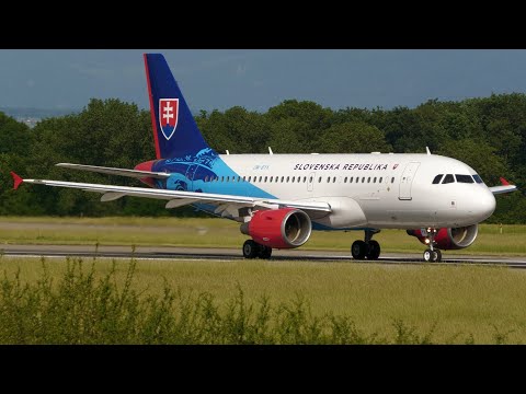 4K | Slovak Government Airbus A319CJ OM-BYK takeoff at Geneva/GVA/LSGG