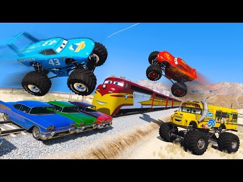 Monster Trucks Cars The King McQueen Miss Fritter Destructive Train Trev Diesel and Friends