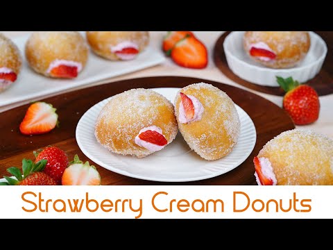 Strawberry Cream Donuts | स्ट्रॉबेरी क्रीम डोनट