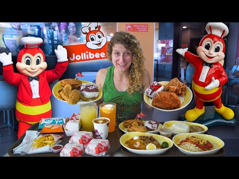 JOLLIBEE MENU FEAST FOR UNDER $15 - Trying Full Jollibee Menu + Filipino Fast Food in Philippines