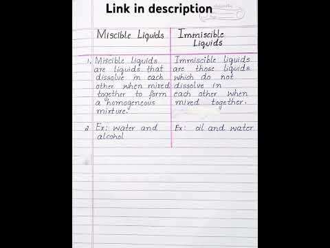 Difference between Miscible Liquids and Immiscible Liquids