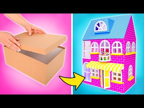 Let's Make Fantastic Rainbow Miniature Doll House From Cardboard! ❤️