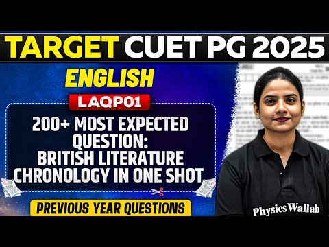 CUET PG 2025 English | 200+ Most Expected Question | British Literature Chronology in One Shot | PW