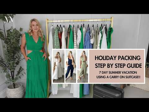 Summer outfits - Step by Step guide packing for a 7 day summer holiday using a carry on suitcase!