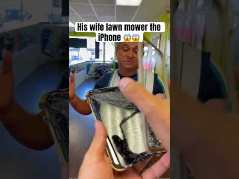 iPhone is destroyed by lawn mower 😱 #shorts #apple #iphone #ios #android #samsung #fyp