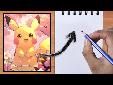 How to draw Pikachu step by step | Anime character drawing Easy | Sketchbook tour