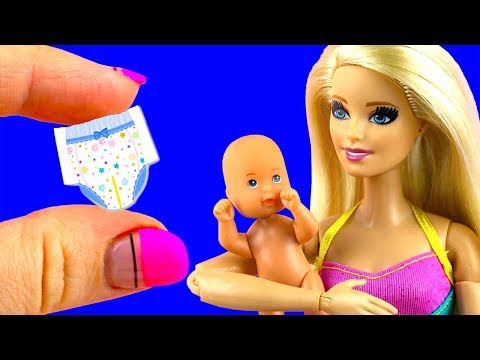 DIY Miniature Barbie Dollhouse Nursery Room: Lamp, Baby bed etc.