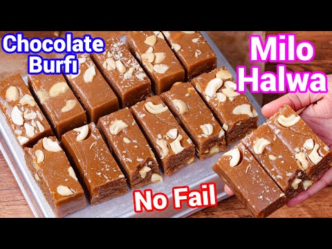 Milo Chocolate Halwa Barfi - Best Kids Friendly Dessert | No Fail Milo Besan Barfi Halwa