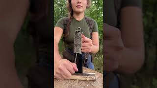 Her Survival skills will Fry 🔪 #camping #survival #bushcraft #outdoors #lifehack