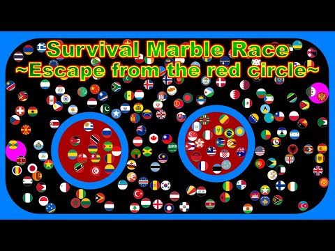 Survival Marble Race ~Escape from the red circle~【200 countries marble race】| Marble Factory