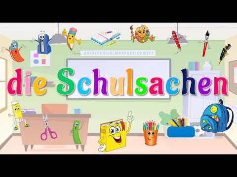 Die Schulsachen Lernen + Test + PDF ! Deutsch lernen ! Learn School Items in German !!