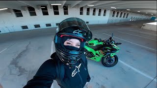 my first motovlog! riding pov as a girl + run errands with me | ninja 500 SE