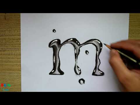 Drawing 3D Letter M - Water Drop on Line Paper - FUN CRAFTS DRAWING IDEAS