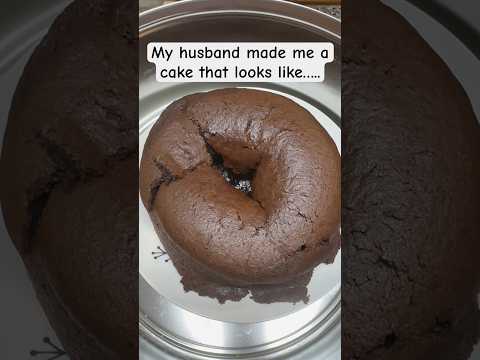 My husband made me a Chocolate cake that looks like…🤣 #chocolatedessert #gonewrong #funnyreactions