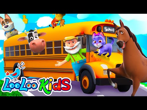 Animal On The Bus Song for Toddlers 🚌 Nursery Rhymes & Kids Songs - LooLoo Kids