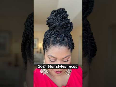 Hairstyles I wore in 2024 in one minute! #2024recap #naturalhairjourney #protectivestyles #diyhair