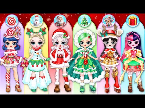 Disney Princesses, Wednesday & Ladybug in Christmas Fashion | Best DIY Fashion Paper Dolls