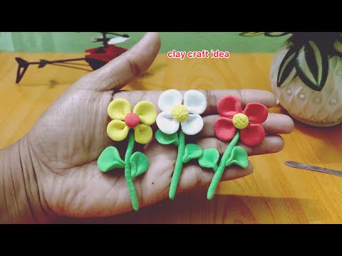 How to make clay flower//make clay flower easy process.