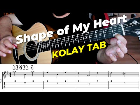 HERKES ÇALABİLİR! Shape Of My Heart Kolay Tab Gitar Dersi