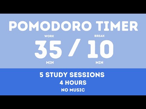 35 / 10  Pomodoro Timer - 3,5 hours study || No music - Study for dreams - Deep focus - Study timer