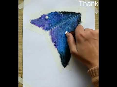 Drawing with oil pastel / Moonlight night scenery drawing #shorts