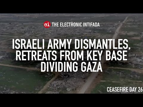 Israeli army dismantles, retreats from key base dividing Gaza, with Jon Elmer