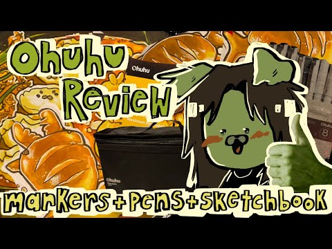 OHUHU REVIEW!!! MARKERS AND PENS AND SKETCHBOOK OH MY !