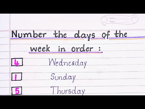 Number the days of the week in order