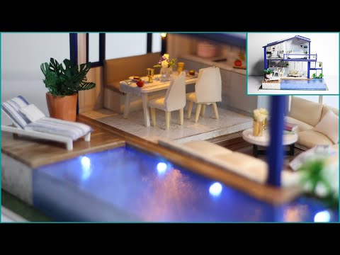 Time Apartment Party Home with Swimming Pool (A066) | 1:24 Scale | Miniature Dollhouse DIY Tutorial