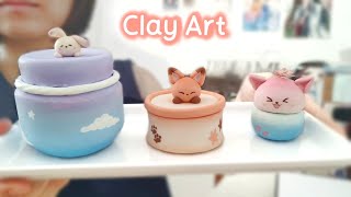 Trying different techniques with cold porcelain clay| Handmade clay trinkets |  🩵🦊🩷