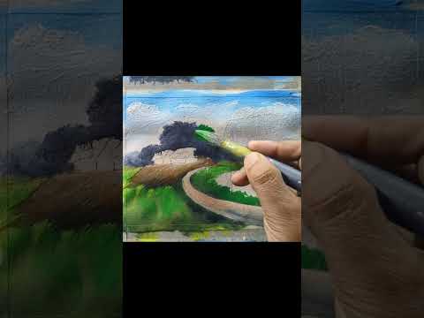 part-1মেঠোপথের গ্রামের দৃশ্য ll Noor art painting