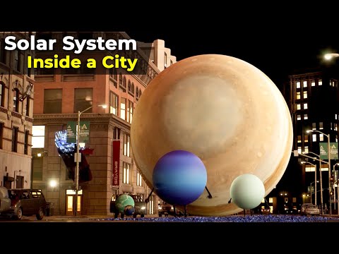 If the Solar System Fit Inside a City | Solar system size comparison | first person view