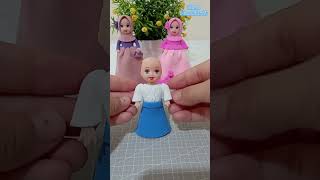 Doll In Hijab Style 🧕🥰 Making A Dress For A Doll With Super Clay 💙💜♥️ #yuotubeshorts #clayart #viral