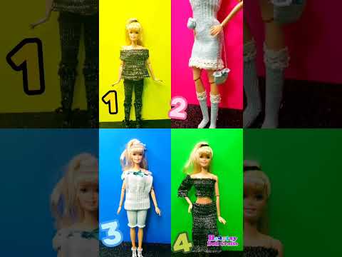 1, 2, 3 or 4? Handmade Barbie outfits from winter gloves - dress, skirt, shirt, pants | Doll hacks