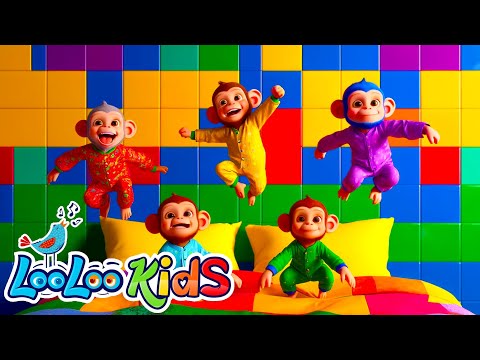 Five Little Monkeys Jumping on the Bed 🐵 Happy Tunes - S2EP02 - Kids Songs by LooLoo Kids