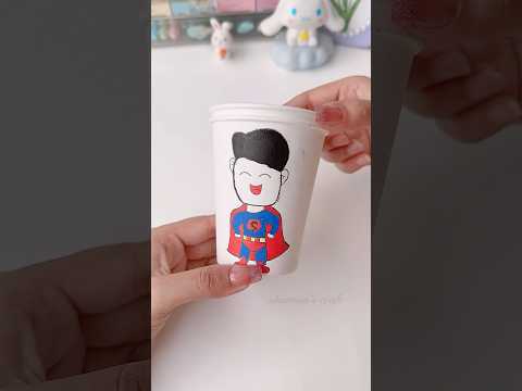 Craft Superman using paper cups idea #craft #youtubeshorts #shorts