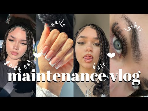 MAINTANANCE VLOG || nails, hair, lashes, + more