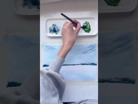 Easy watercolour landscape painting by @marahkdesigns