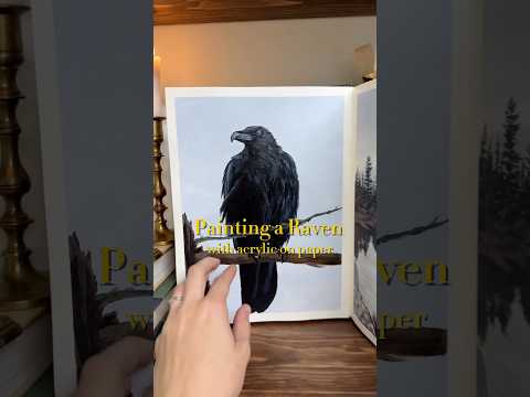 Painting a Raven with Acrylic on Paper🐦‍⬛🎨 #raven #acrylicpainting #sketchbook #shorts