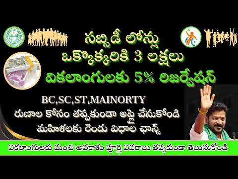 Subsidy loans 2025||ఒక్కొక్కరికి 3 లక్షల సహాయం||వికలాంగులకు 5%రిజర్వేషన్