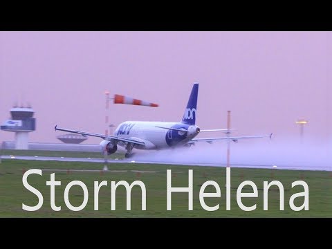 Planespotting in Storm Helena at Lisbon Airport + easyJet go around