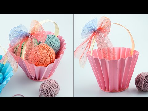 How To Make A Paper Basket With Handle | DIY Easy Basket Paper