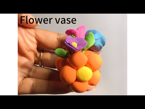 How to make mini Flower vase with polymer clay//Viral clay flower vase making