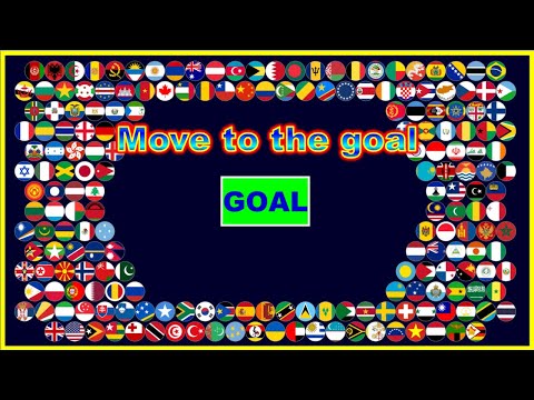 Move to the goal ~200 countries marble race~ in Algodoo | Marble Factory