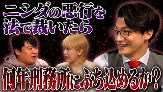 ニシダの悪行を法で裁いたら何年刑務所にぶち込めるか？