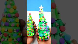 How to make a Christmas tree polymer clay Christmas tree Santa Claus Snowman #shorts #youtubeshorts