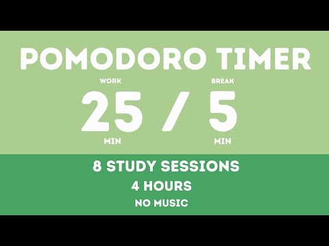 25 / 5  Pomodoro Timer - 4 hours study || No music - Study for dreams - Deep focus - Study timer