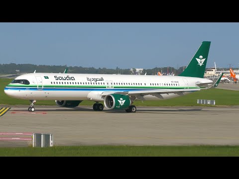 4K | *NEW LIVERY* Saudia Airbus A321neo HZ-ASAC takeoff at Geneva/GVA/LSGG