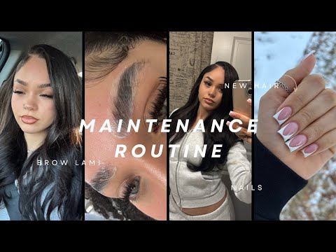 MAINTENANCE ROUTINE || brow lami | sew in | nails + toes | lashes | LINJER jewelry haul